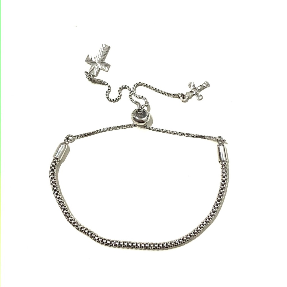 Sterling Silver 925 Adjustable Cross Bracelet